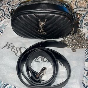 Small black leather crossbody and belt bag
